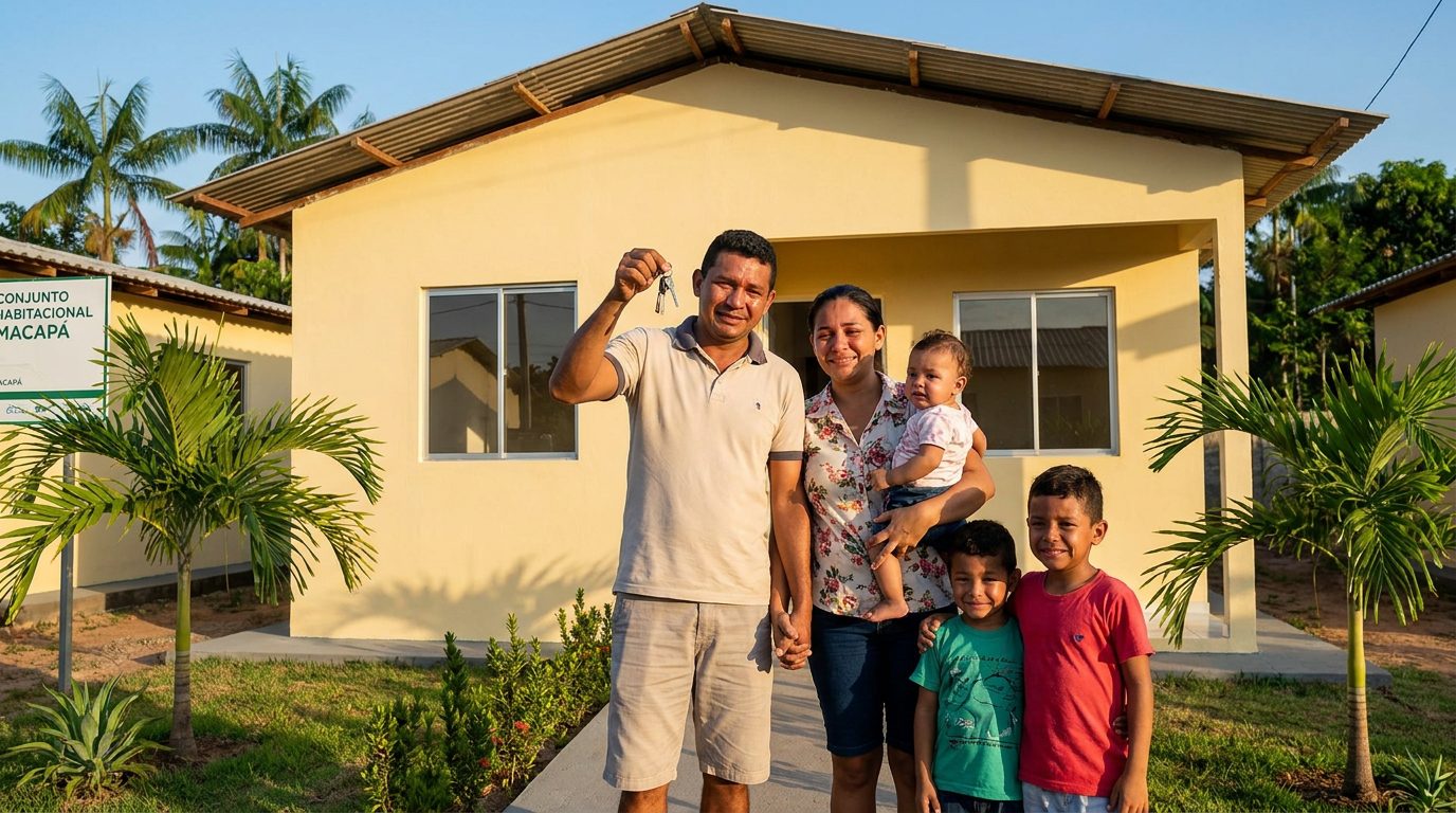 Família na casa nova